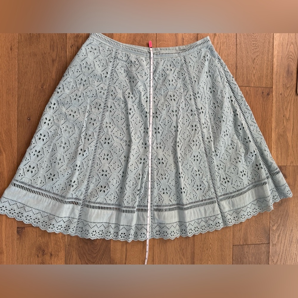 Ranna Gill Light Sage Green Eyelet A-Line Skirt